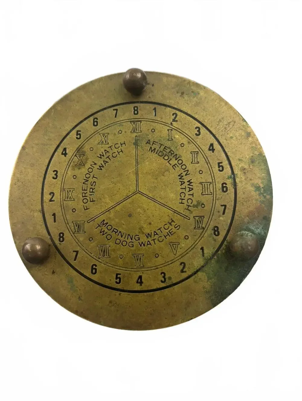 Vintage Brass and Glass Hourglass Timer with Watch Dial Top